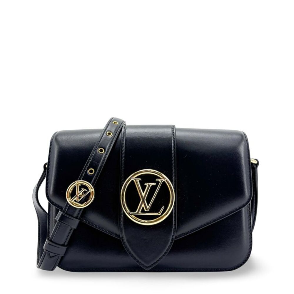 Louis Vuitton LV Pont Neuf Shoulder Bag Black Gold Hardware